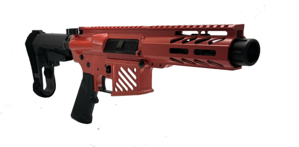 Konza Guns Micro Mayhem 5.56 5" Pistol w SB3 Brace Skeletonized Magwell USMC RED