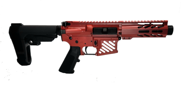 Konza Guns Micro Mayhem 5.56 5" Pistol w SB3 Brace Skeletonized Magwell USMC RED - Image 3