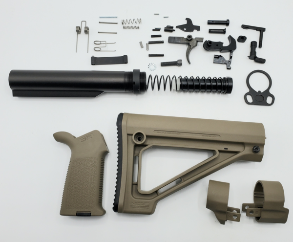 AR15 Carbine Completion Kit With Magpul MOE Fixed Stock Set FDE