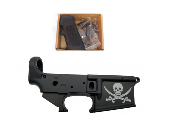 Konza Guns AR15 Stripped Laser Etched Jolly Roger Lower With LPK